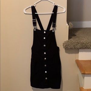 Divided black overall dress